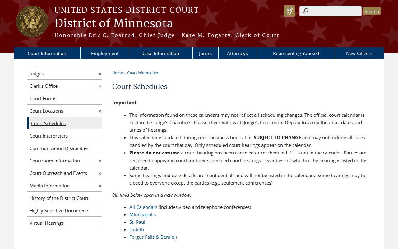 Dundas court docket context from federal court schedules source