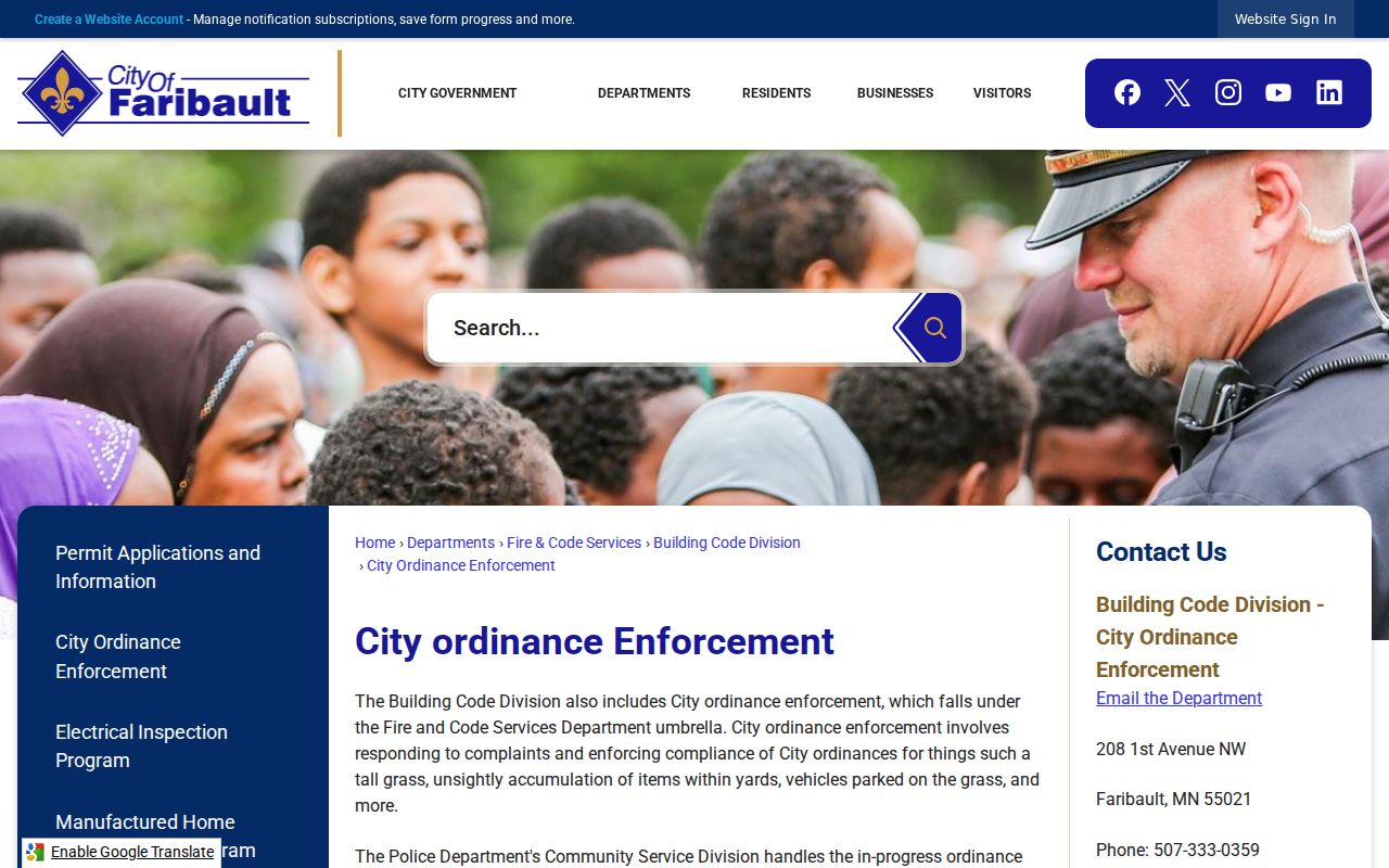Faribault court records context from city ordinance enforcement source