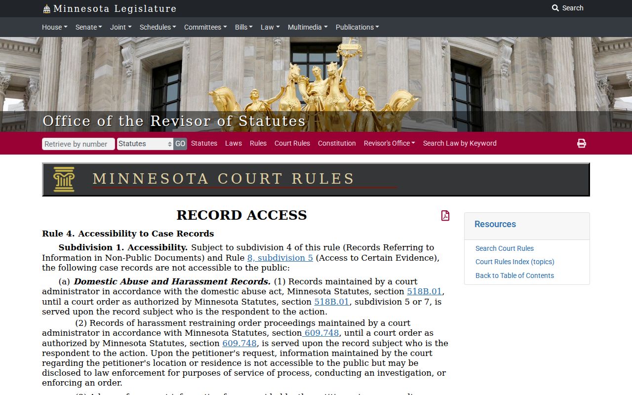 Lonsdale court records access context from Minnesota Rule 4 source