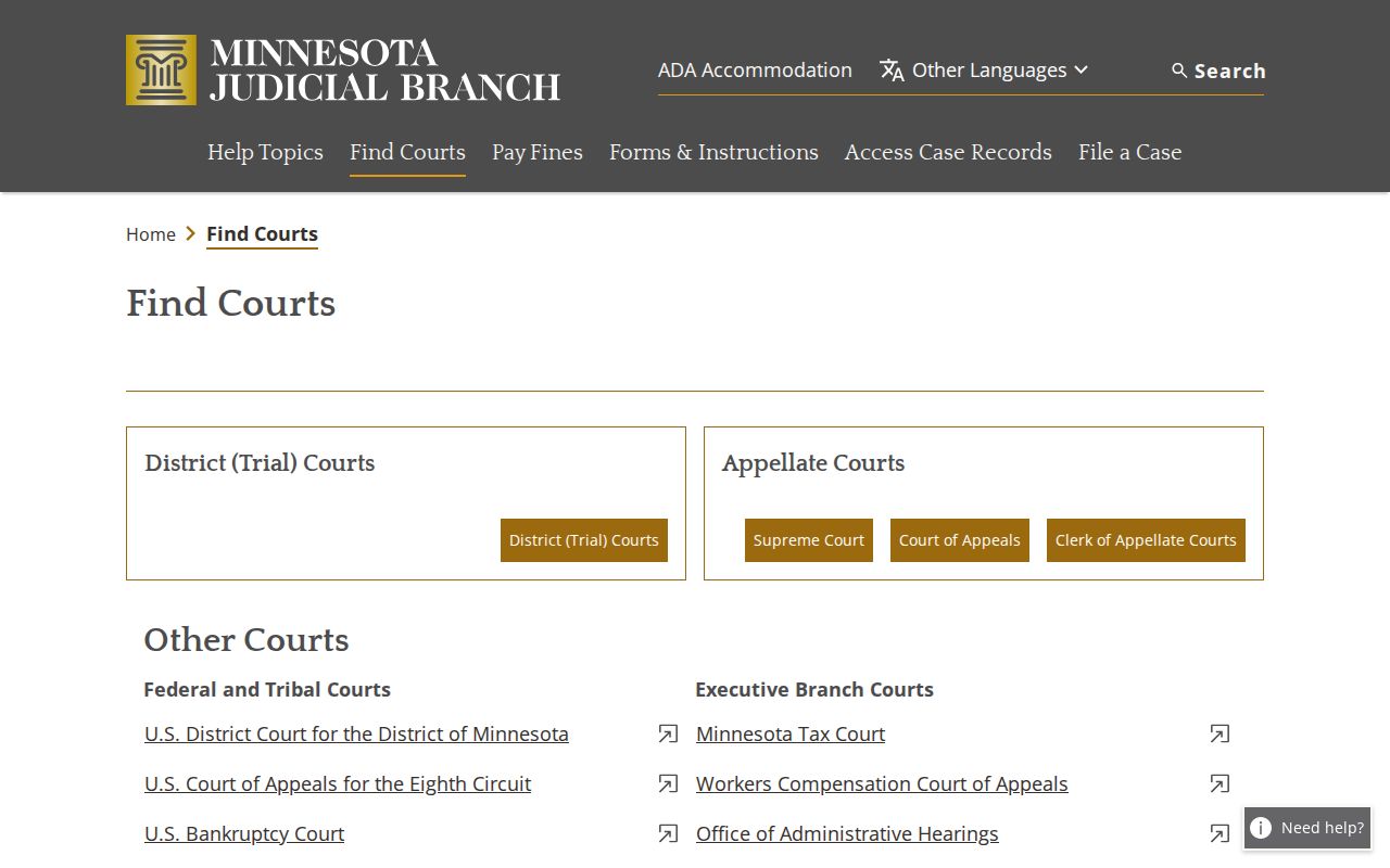 Rice County court docket within the Minnesota court finder system