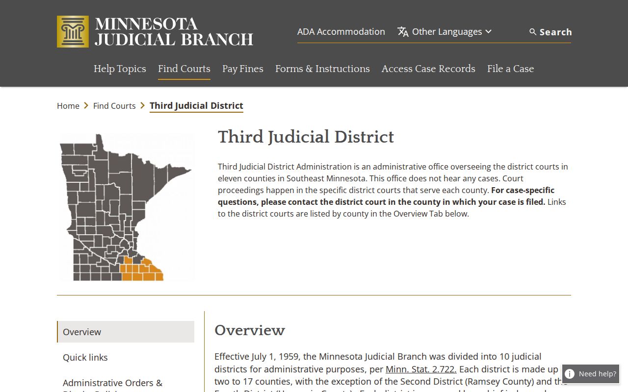 Rice County court docket in the Third Judicial District