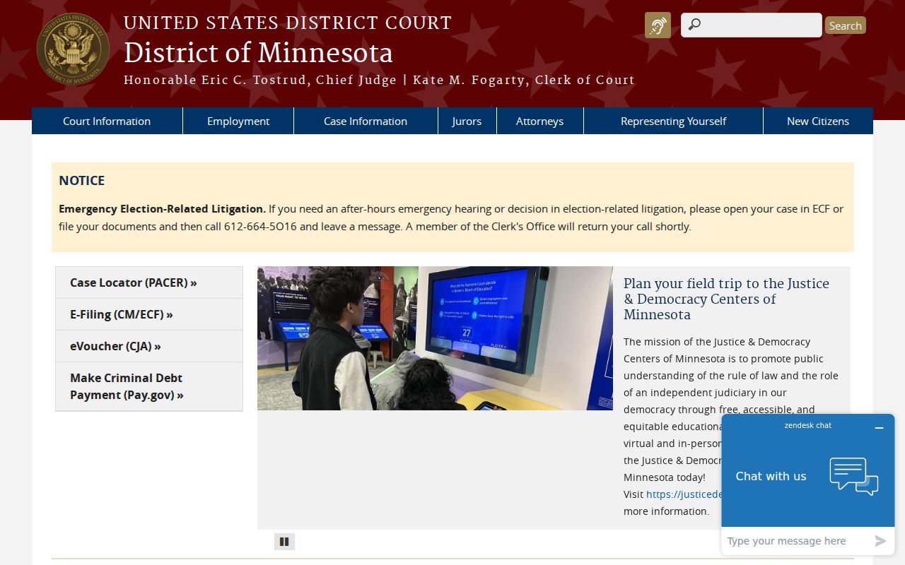 Rice County court docket boundary between state and federal court records