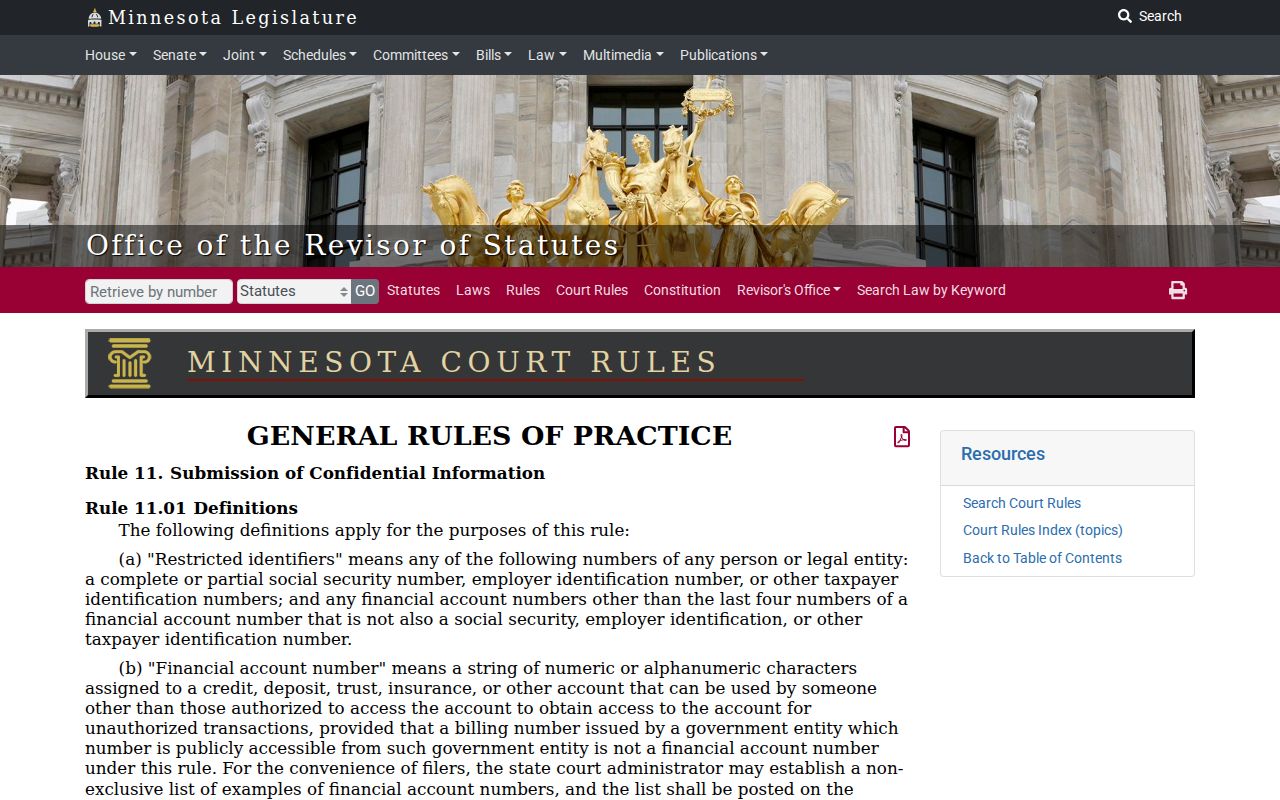 Northfield court records access context from Minnesota Rule 11 source