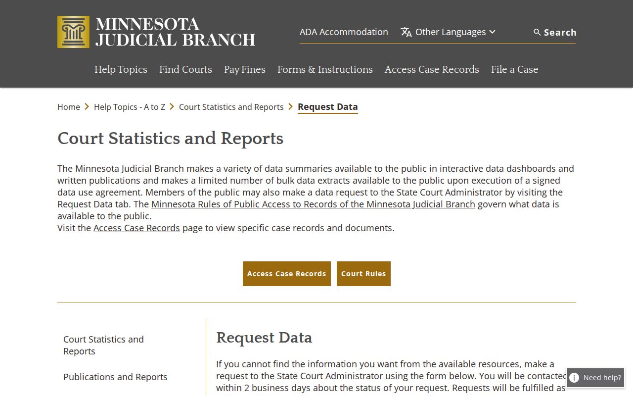 Rice civil docket source image for Minnesota court data requests