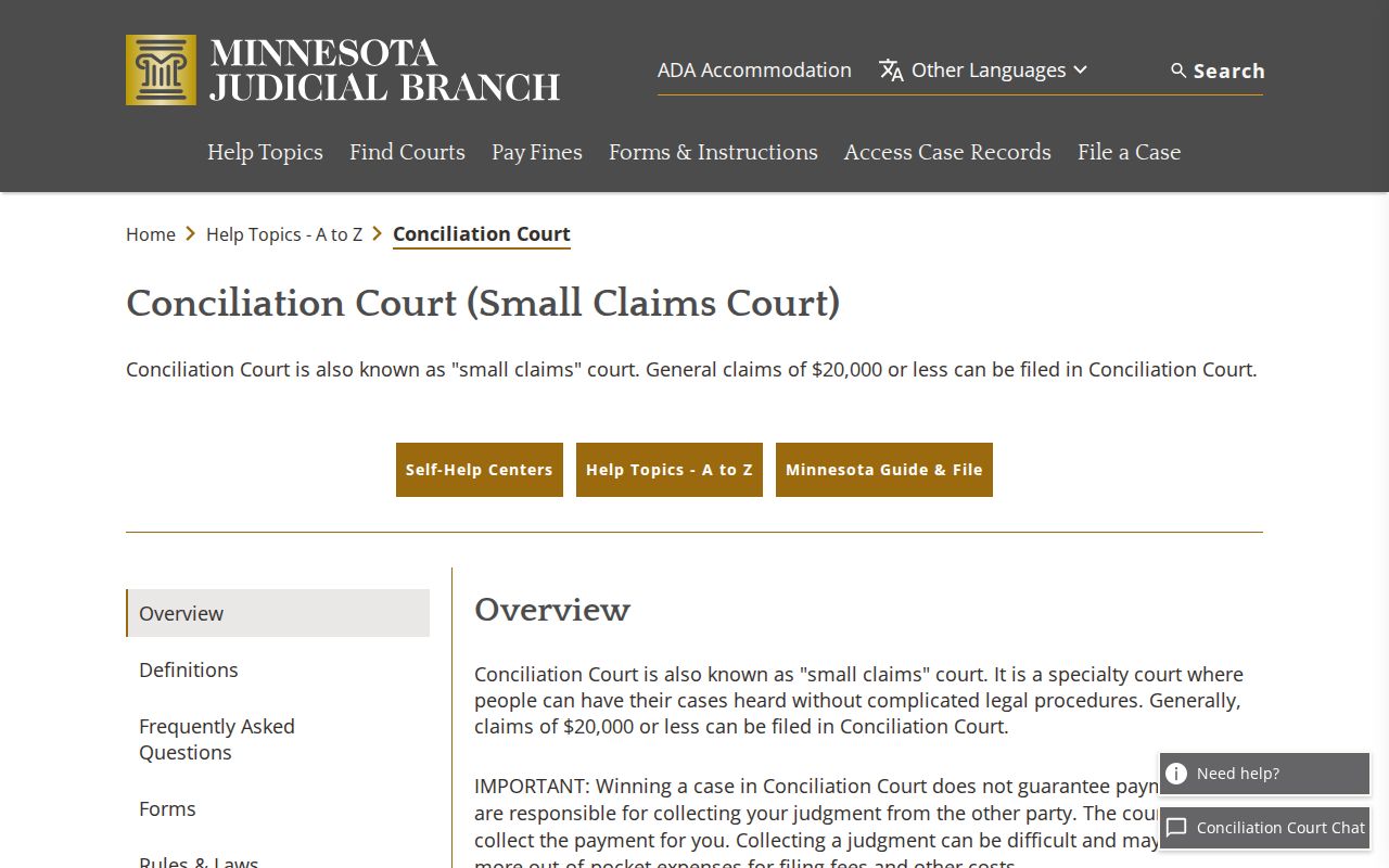 Rice civil docket source image for Minnesota Conciliation Court records