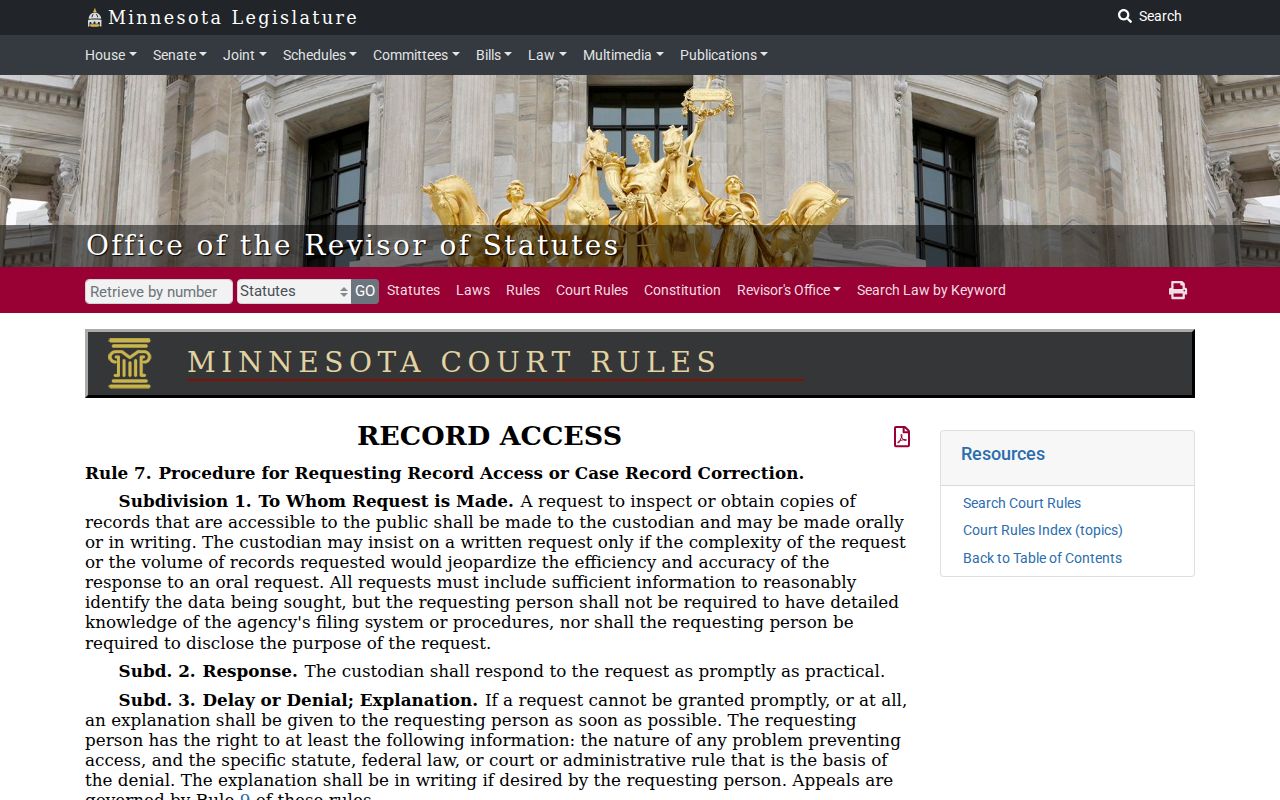 Rice civil docket source image for Minnesota Rule 7 record requests