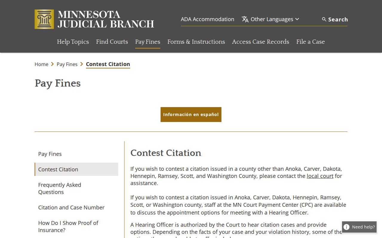 Rice traffic court record source image for contesting a citation