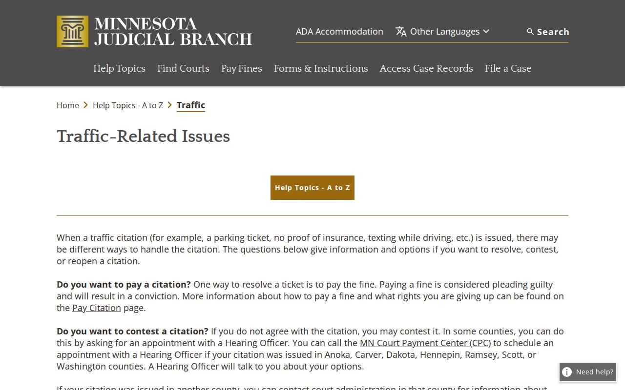 Rice traffic court record source image for Minnesota traffic issues